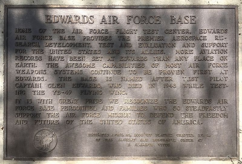 Edwards Air Force Base Marker image. Click for full size.