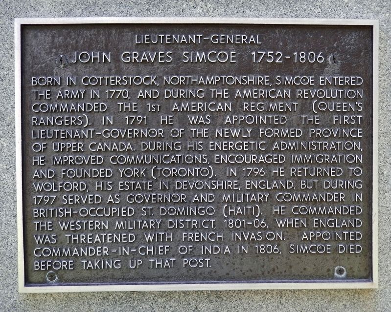 Lieutenant-General John Graves Simcoe Marker image. Click for full size.