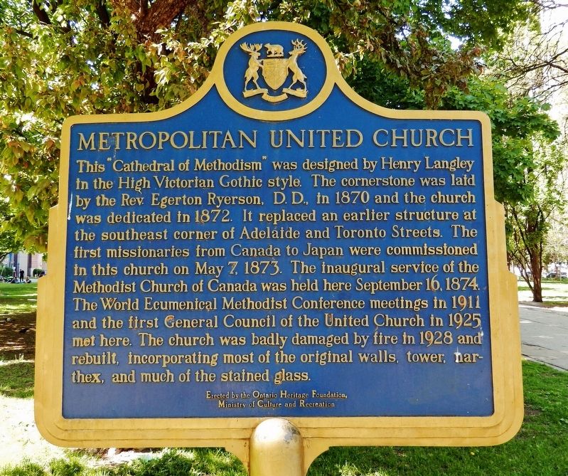 Metropolitan United Church Marker image. Click for full size.