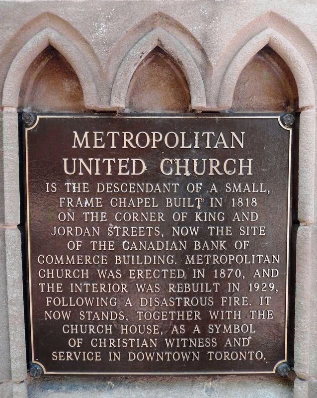 Metropolitan United Church Gate Marker. Click for full size. Metropolitan United Church Gate Marker image. Click for full size.