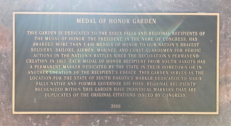 Medal of Honor Garden Marker image. Click for full size.