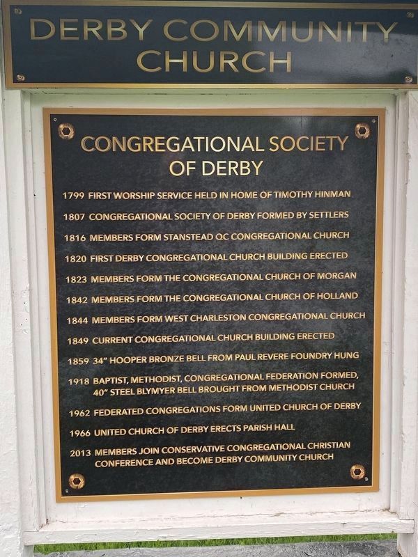 Congregational Society of Derby Marker image. Click for full size.