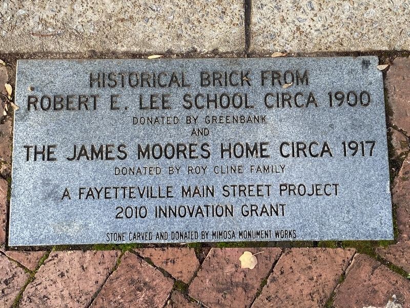 Historical Brick from Robert E. Lee School Circa 1900 and The James Moores Home Circa 1917 Marker image. Click for full size.