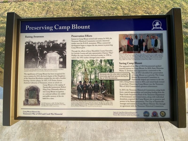 Preserving Camp Blount Marker image. Click for full size.