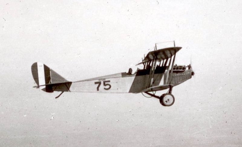 A Curtiss JN-4 (Jenny) on a training flight during World War I image. Click for full size.