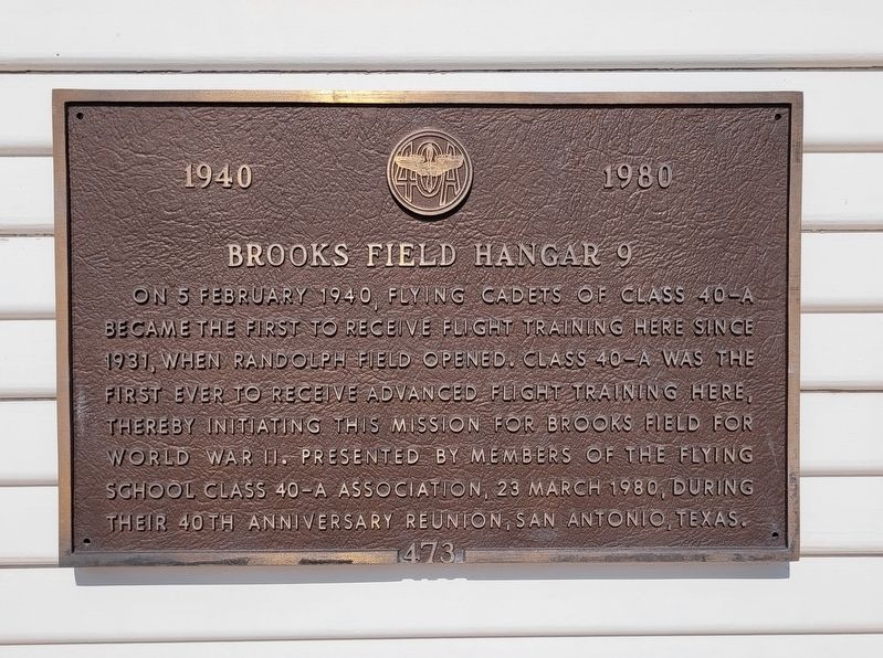 Brooks Field Hangar 9 Marker image. Click for full size.