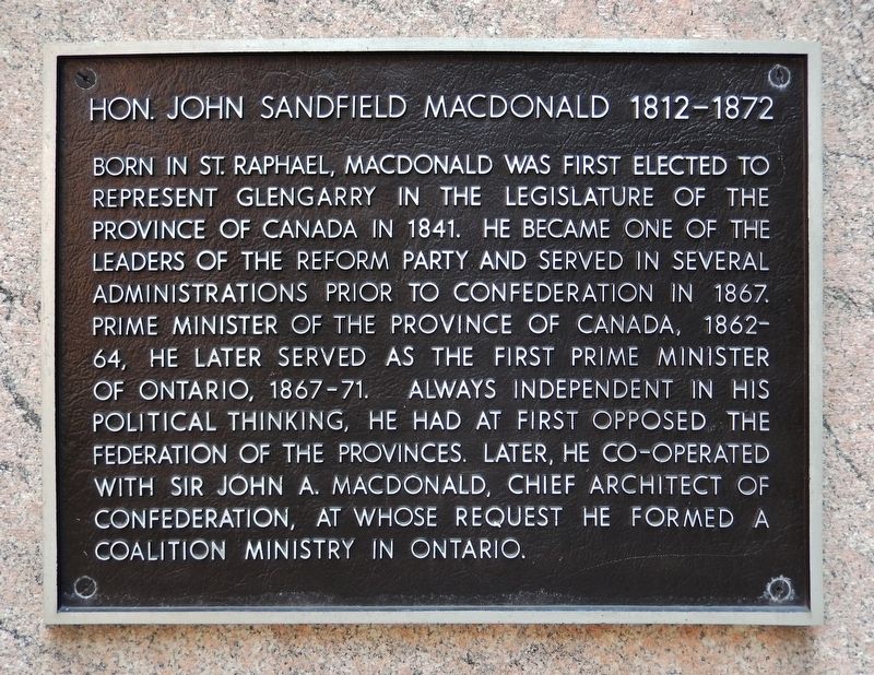 Hon. John Sandfield Macdonald Marker image. Click for full size.