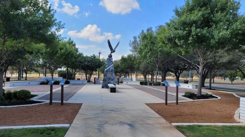 The view of the markers (left side) in front of the Brooks Memorial. Click for full size. The view of the markers (left side) in front of the Brooks Memorial image. Click for full size.