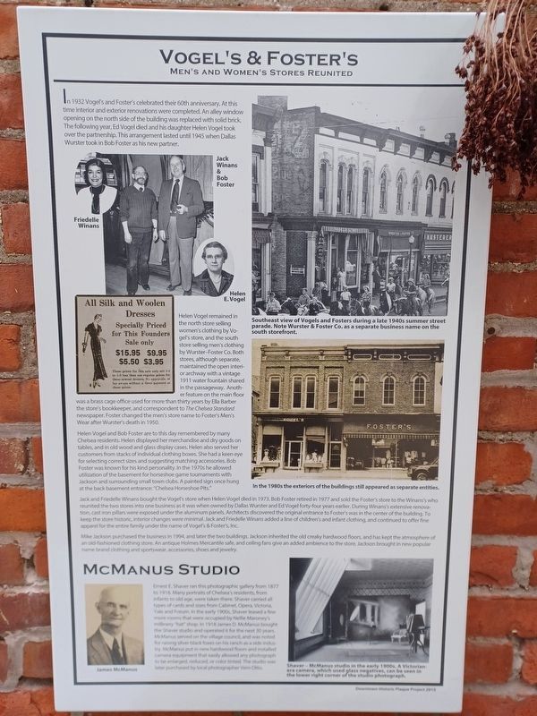 Vogel's & Foster's: Men's and Women's Stores Reunited Marker. Click for full size. Vogel's & Foster's: Men's and Women's Stores Reunited Marker image. Click for full size.