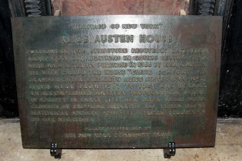 Alice Austen House New York Community Trust plaque from 1963 image. Click for full size.