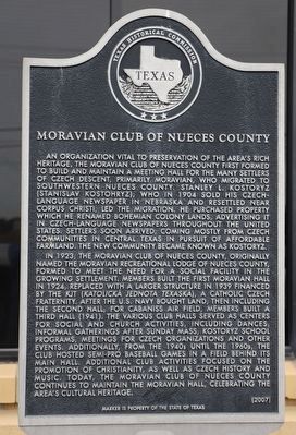 Moravian Club of Nueces County Marker. Click for full size. Moravian Club of Nueces County Marker image. Click for full size.