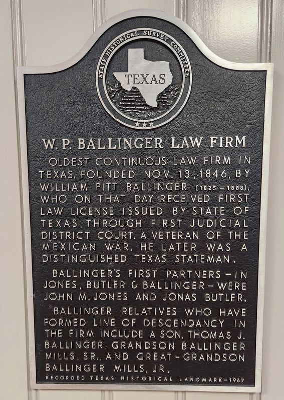 W. P. Ballinger Law Firm Marker image. Click for full size.