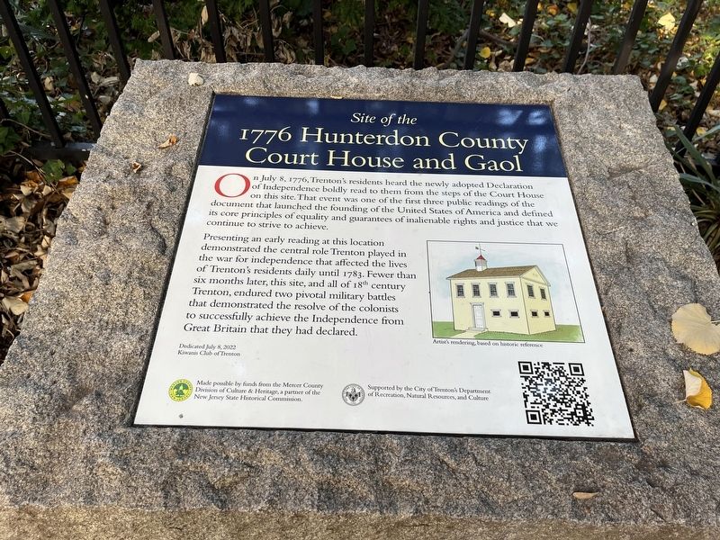 Site of the 1776 Hunterdon County Court House and Gaol Marker image. Click for full size.