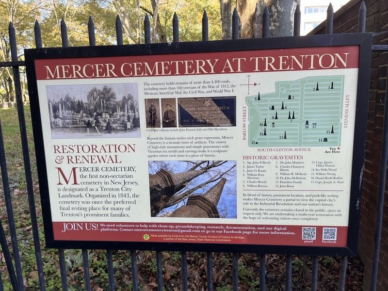 Mercer Cemetery at Trenton Marker image. Click for full size.