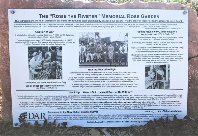 The "Rosie the Riveter" Memorial Rose Garden Marker image. Click for full size.