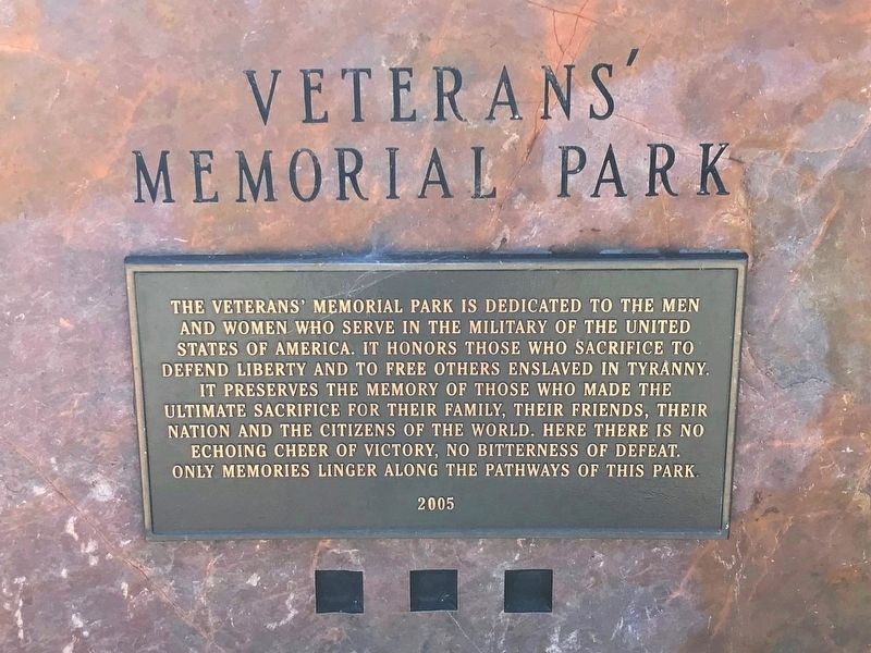Veterans' Memorial Park Marker image. Click for full size.
