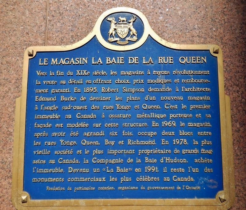 Le Magasin la Baie de la Rue Queen Marker image. Click for full size.