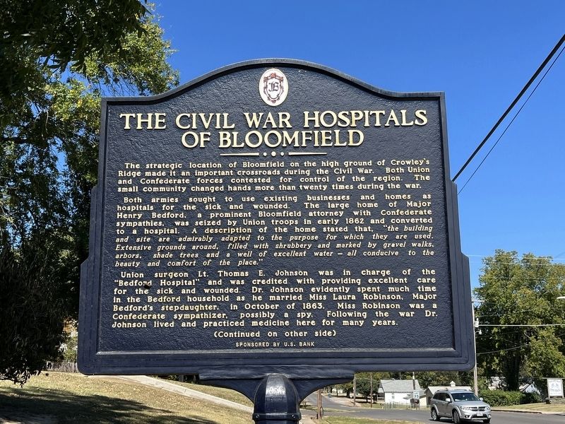 The Civil War Hospitals of Bloomfield Marker (Front) image. Click for full size.