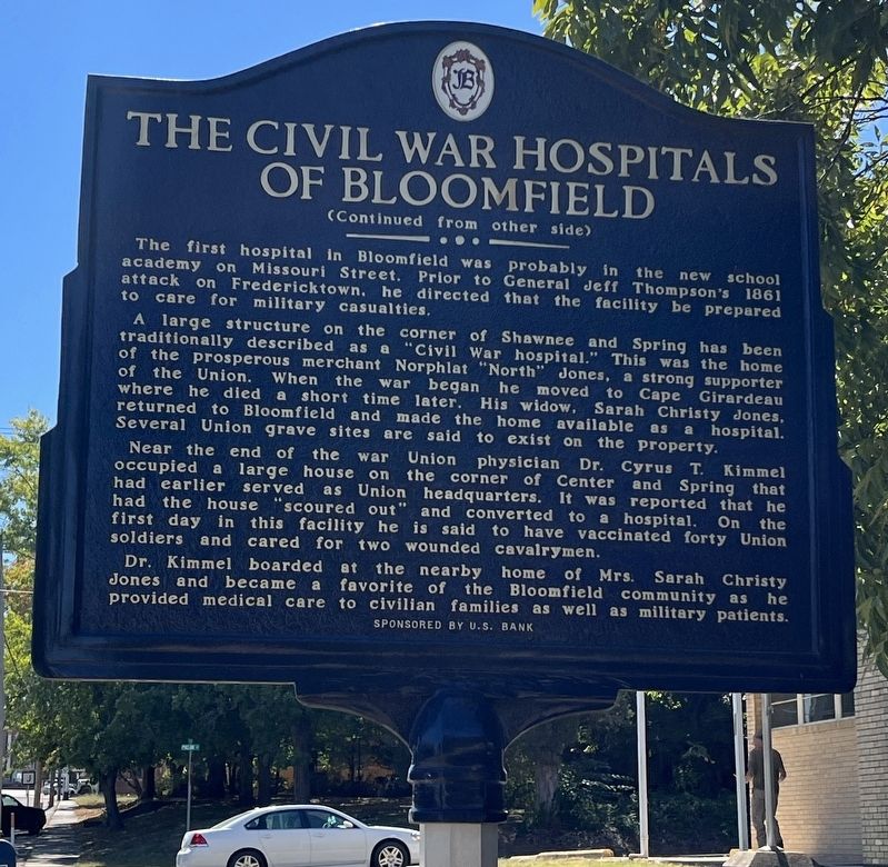 The Civil War Hospitals of Bloomfield Marker (Back) image. Click for full size.