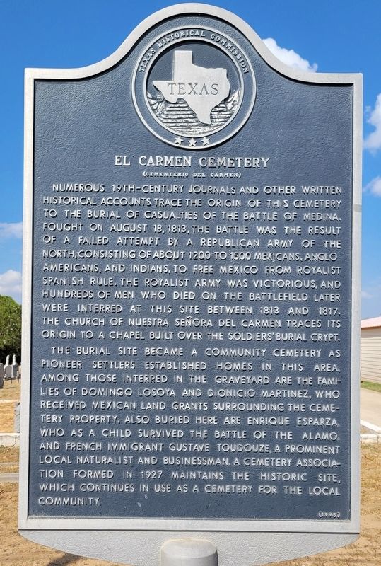 El Carmen Cemetery Marker image. Click for full size.