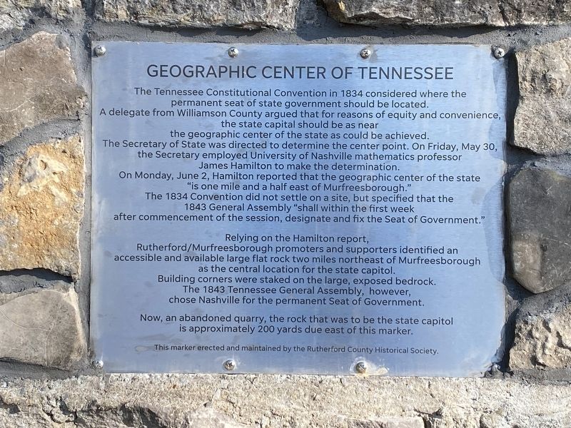 Geographic Center of Tennessee Marker image. Click for full size.