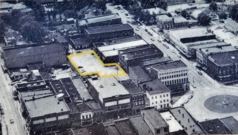 Marker detail: Aerial view of Hog Waller Market in the 1950s image. Click for full size.