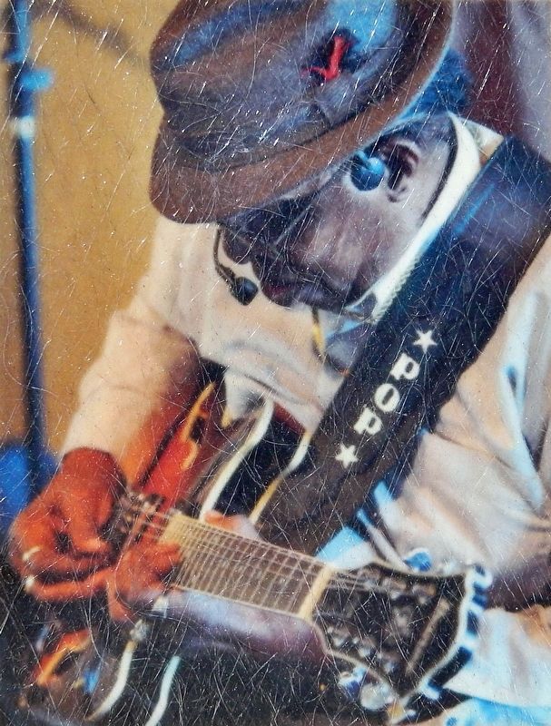 Marker detail: Pop Ferguson performing authentic blues music image. Click for full size.