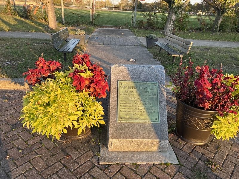 Dedication plaque for "Pop" Henry Lloyd Park at Motley Field. Click for full size. Dedication plaque for "Pop" Henry Lloyd Park at Motley Field image. Click for full size.