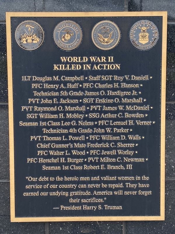 World War II Killed in Action Memorial image. Click for full size.