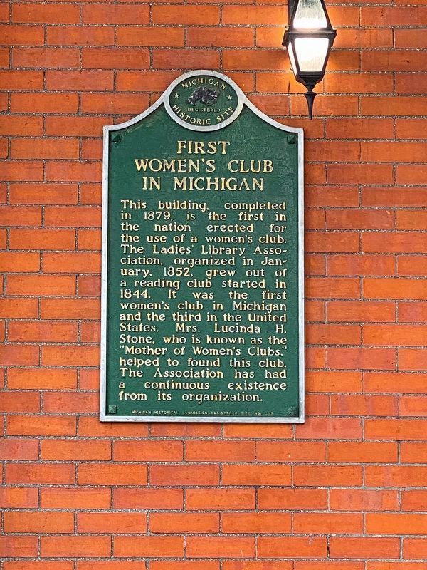 First Women's Club in Michigan Marker image. Click for full size.