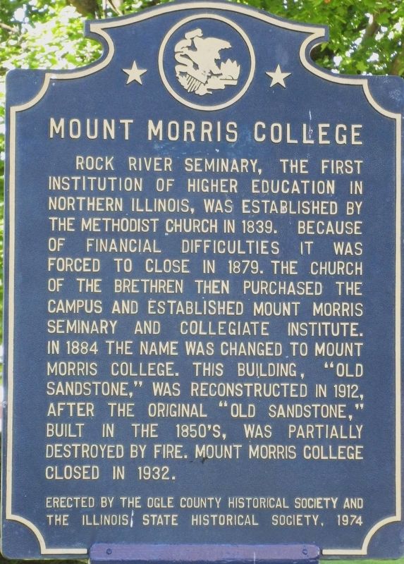 Mount Morris College Marker. Click for full size. Mount Morris College Marker image. Click for full size.