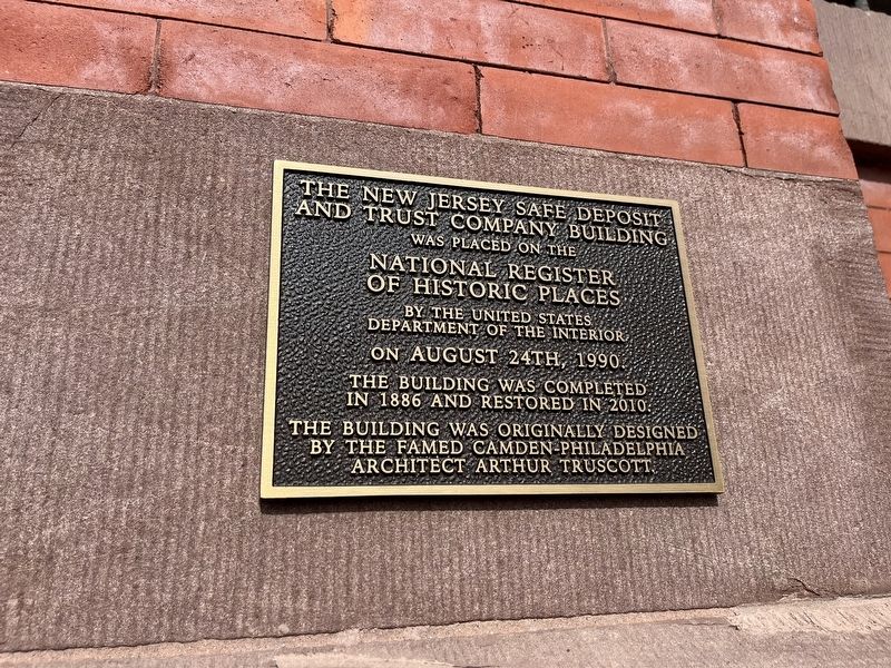 The New Jersey Safe Deposit and Trust Company Building Marker image. Click for full size.