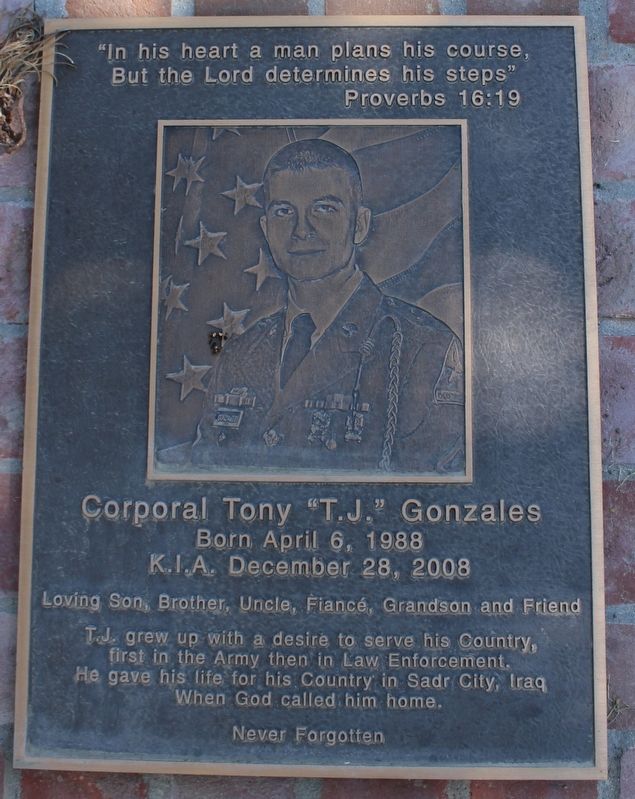 Corporal Tony "T.J." Gonzales Marker image. Click for full size.
