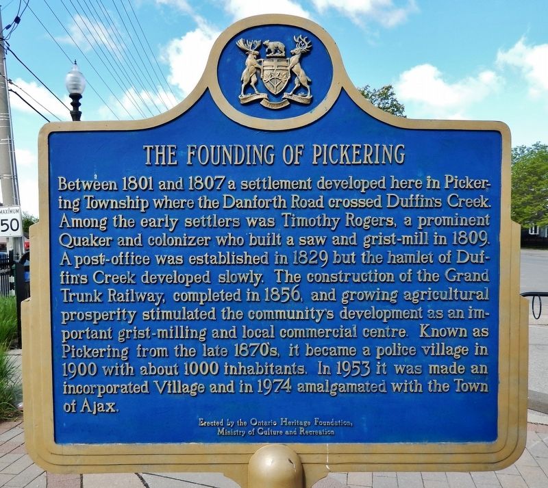 The Founding of Pickering Marker image. Click for full size.