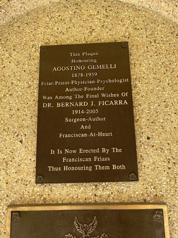 Agostino Gemelli / Dr. Bernard J. Ficarra Marker image. Click for full size.