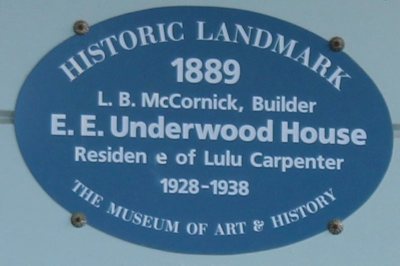 E.E. Underwood House Marker image. Click for full size.