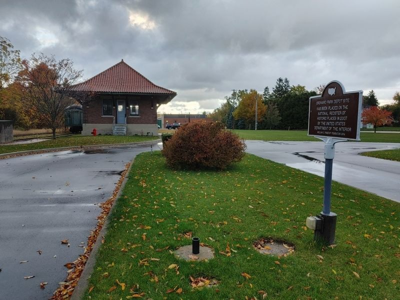 Orchard Park Depot & NRHP Marker image. Click for full size.