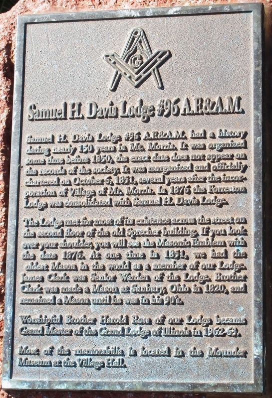 Samuel H Davis Lodge Marker. Click for full size. Samuel H Davis Lodge Marker image. Click for full size.