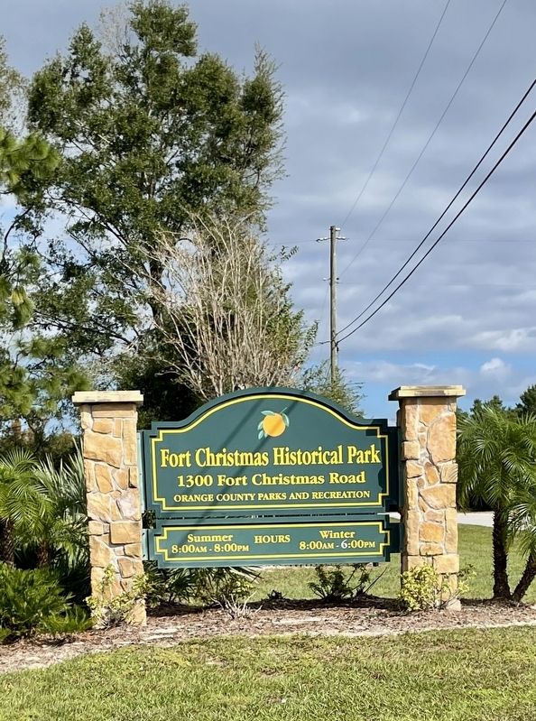 Fort Christmas Historical Park Sign. Click for full size. Fort Christmas Historical Park Sign image. Click for full size.