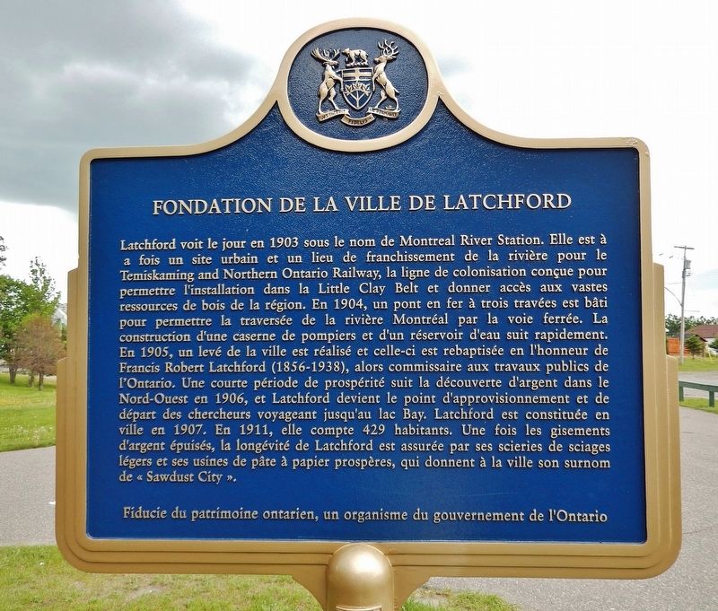 Fondation de la Ville de Latchford<br>(<i>marker east side</i>) image, Touch for more information
