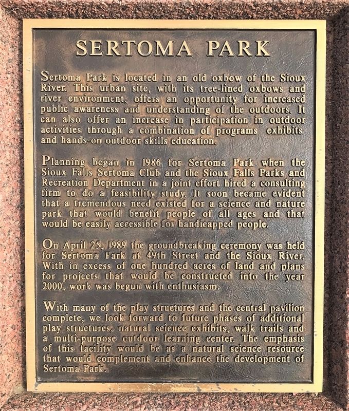 Sertoma Park Marker. Click for full size. Sertoma Park Marker image. Click for full size.