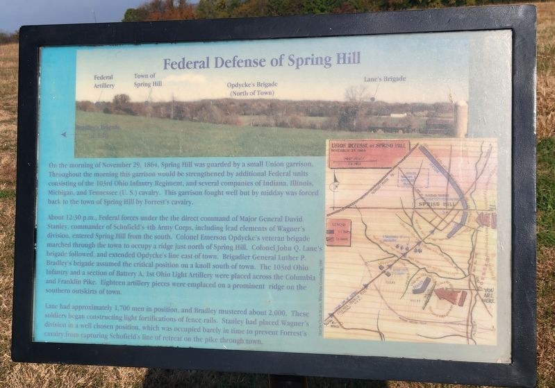 Federal Defense of Spring Hill Marker image. Click for full size.