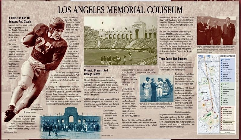 Los Angeles Memorial Coliseum Marker. Click for full size. Los Angeles Memorial Coliseum Marker image. Click for full size.