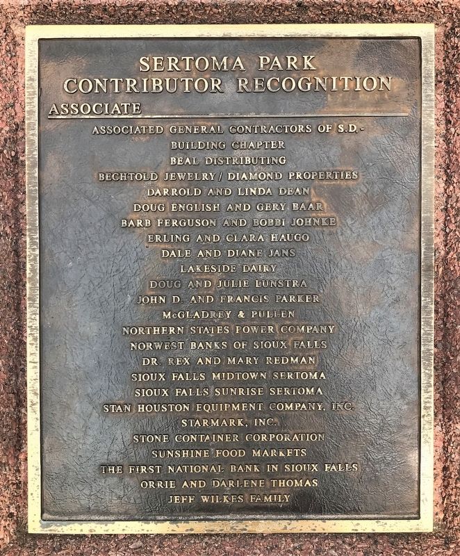 Sertoma Park Contributor Recognition Marker. Click for full size. Sertoma Park Contributor Recognition Marker image. Click for full size.