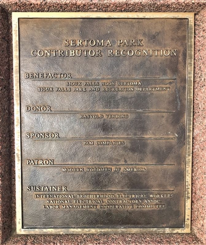 Sertoma Park Contributor Recognition Marker. Click for full size. Sertoma Park Contributor Recognition Marker image. Click for full size.
