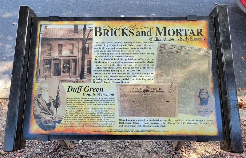 Bricks and Mortar of Elizabethtown's Early Economy Marker image. Click for full size.