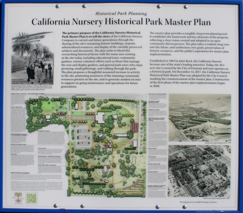 California Nursery Historical Park Master Plan Marker image. Click for full size.