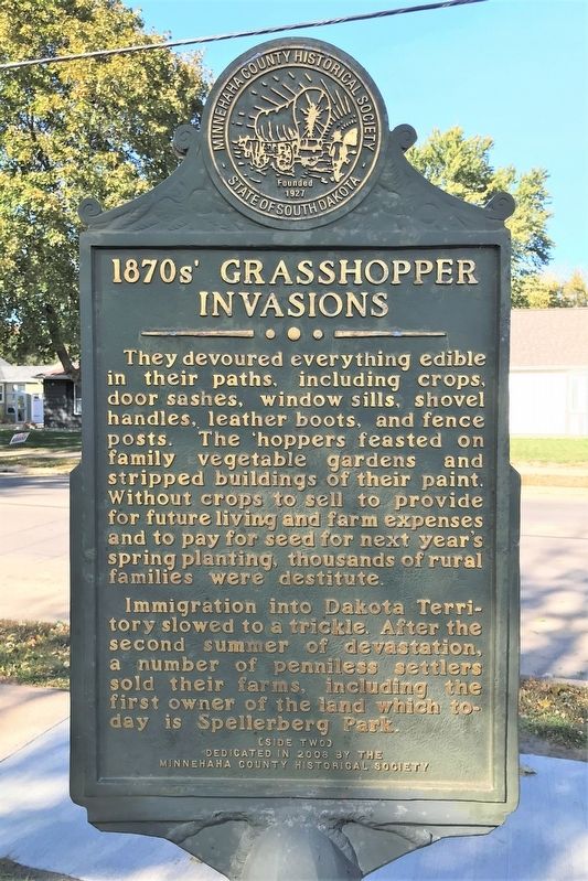 1870s' Grasshopper Invasions Marker (Side two) image. Click for full size.