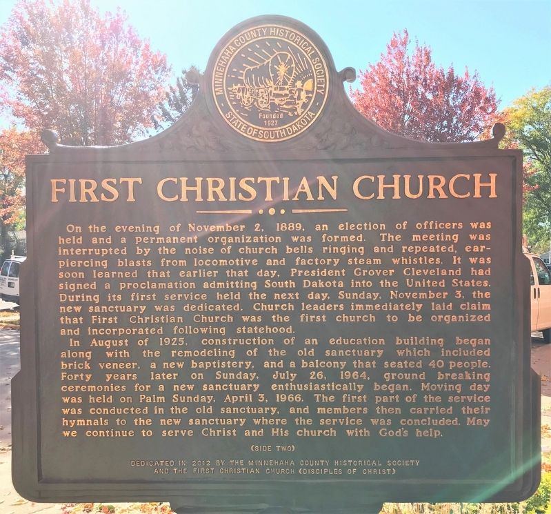 First Christian Church Marker (Side two) image. Click for full size.