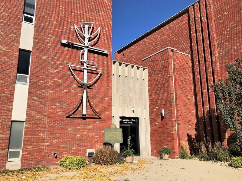 First Christian Church Main Entrance & Marker image. Click for full size.